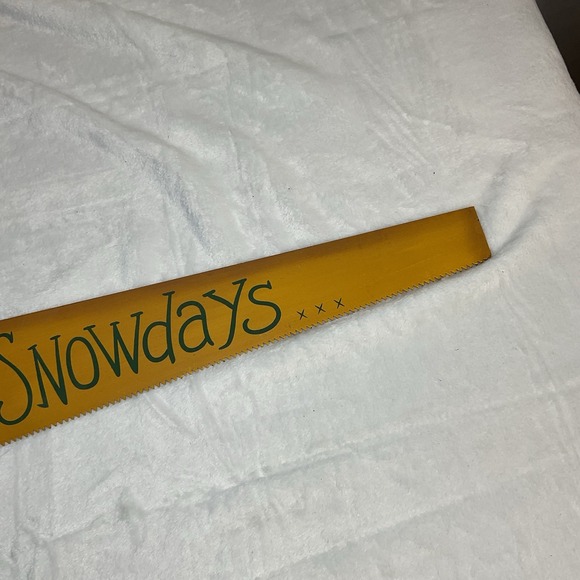 Christmas Woodworking Saw Painted Holiday Decor "Snow Days" Gold W Hook & Loop - Picture 4 of 6
